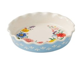 Pioneer Woman ~ BRILLIANT BLOOMS ~ 9&quot; Stoneware ~ Pie Plate ~ Ruffled Edge - £23.08 GBP