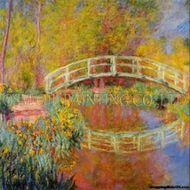 Hand Painted Reproduction Monet Japanese Bridge Oil Painting On Canvas The Bridg - £60.11 GBP+