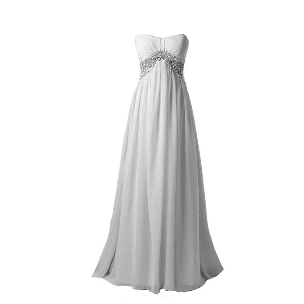 Kivary Women's Chiffon A Line Crystals Empire Sweetheart Tie Back Prom Evening B
