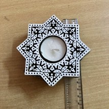 1 Pc Hand Block Print Star Design Wood Wooden Tea Light Candle Holder T ... - $17.91