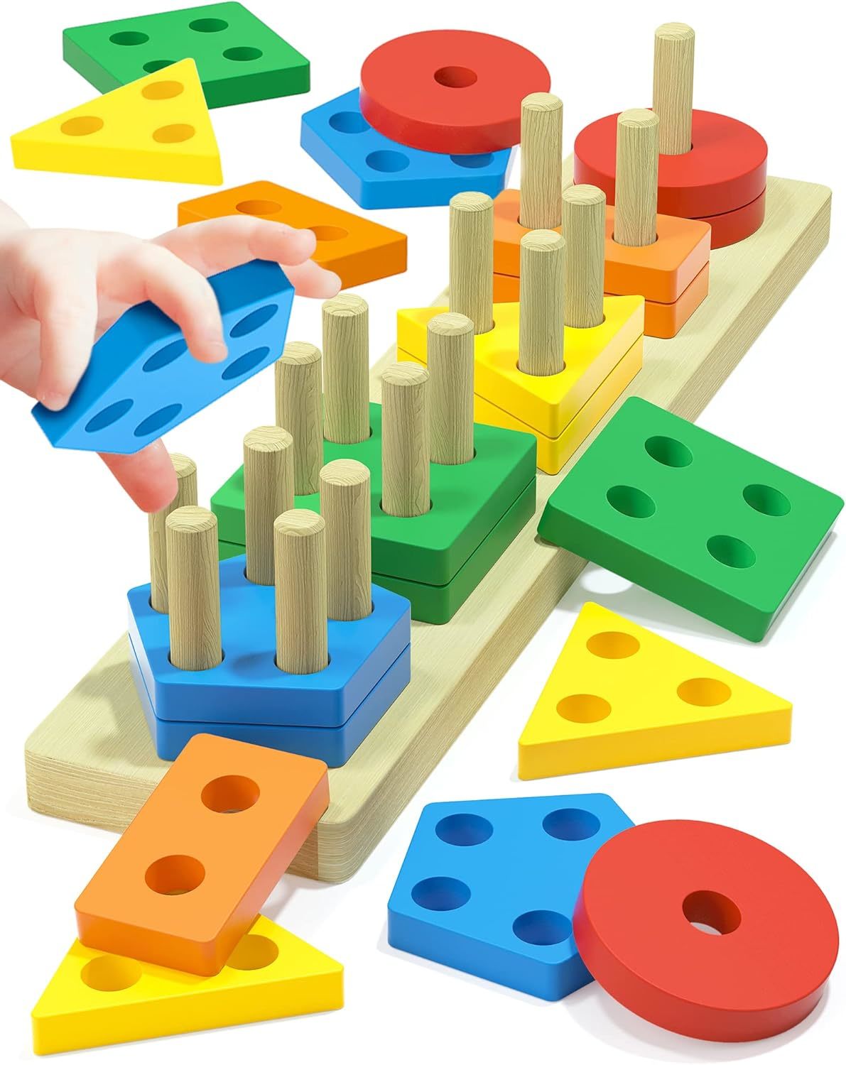 Montessori Toys For 1 2 3 Year Old Boys Girls Toddlers, Wooden Sensory T... - $35.94