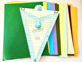 We R Memory Keepers Banner Punch Board And 50 Pieces Of Colored Cardstock - £15.95 GBP