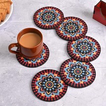 Coaster Set of 6 Beautiful Wooden Coasters with Proper Coaster Stand Designer C - £15.73 GBP
