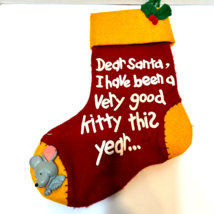 Vintage Felt Christmas Stocking Very Good Kitty This Year 12 Inches Long - $14.83