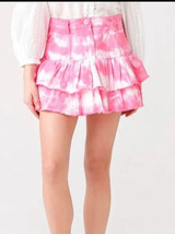LoveShackFancy Women Landen Hibiscus Tie Dye Printed Denim Mini Skirt S 2 - £113.74 GBP