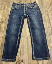 LA Idol Cropped/Capri Jeans Women&#39; Size 5 Thick Stitch, Stretchy,  27 x ... - £10.07 GBP