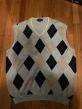 Brooks Brothers Sweater Vest Mens Sz XXL Blue Argyle Pima Cotton V Neck ... - £41.50 GBP