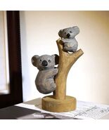 Wooden Koala Mother and Baby Figurine Magnetic Detachable Tree Decor - $28.22