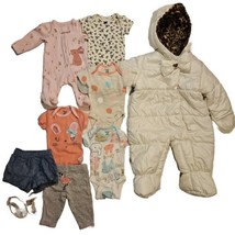 Preemie &amp; Newborn Girl Clothing Lot 10 Baby Bunting Coat Gerber Bodysuit Carters - £21.70 GBP