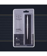 Parker Classic Stainless Steel Ball Pen Chrome Trim Blue Ink Fine Tip - $18.80 CAD
