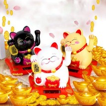 Chinese Lucky Wealth Waving Cat Gold Welcome Sculpture Statue Car Ornament - £4.56 GBP