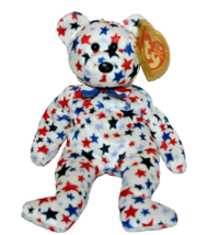 2003 “RED WHITE &amp; BLUE” TY 10 YRS BEANIE BABIES STAR BEAR WITH BOTH TAGS... - £3.96 GBP