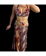 Red Beaded Belly Dance Costume: Luxury Festival Outfit - $393.73 CAD
