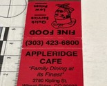 Vintage Matchbook Cover    Appleridge Cafe    Wheat Ridge, CO gmg  Unstruck - $12.38