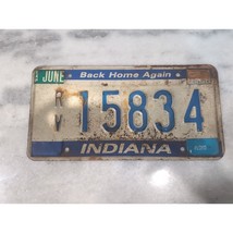 Vintage 1980s Indiana &quot;Back Home Again&quot; RV License Plate 15834 Expired F... - $131.92 MXN