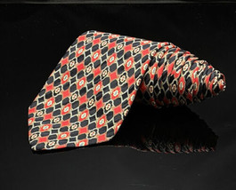 BRIONI (Italy)-Black/Red/Gold/Blue 100% Woven Silk Designer Dress Tie - £60.83 GBP