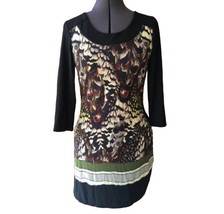 Linea Domani Sheath Dress Tunic Scoop-Neck 3/4-Sleeve Multicolor Print S - $369.07 MXN