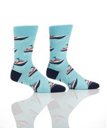 Yo Sox Men&#39;s Premium Crew Socks Blue Jet Ski Motif Cotton Antimicrobial  - $13.44 CAD