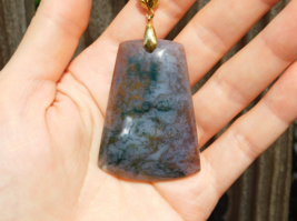 Natural Moss Agate Pendant and Necklace Amulet Polished Stone for Energy Healing - £23.63 GBP