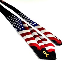 American Traditions Mens Necktie Vintage Patriotic Flag Ribbon Office Work Gift - £13.04 GBP