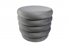 21" Gray Velvet Tufted Round Cocktail Ottoman - $282.49