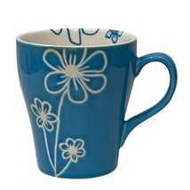 Starbucks 2007 Floral Blue Ceramic Coffee Mug 15oz Hawaiian Artsy - $19.79