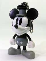Disney 90th Anniversary B&amp;W Mickey Mouse Figure Bag Charm Keychain Key Ring - £8.57 GBP