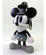 Disney 90th Anniversary B&amp;W Mickey Mouse Figure Bag Charm Keychain Key Ring - £8.14 GBP