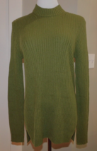 Hugo Boss Sz M Fulieta Sweater Wool Cashmere High Neck Ribbed Dk Green $... - £50.67 GBP