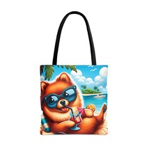 Tote Bag, Dog on Beach, Pomeranian, Tote bag, 3 Sizes Available, awd-1231 - £22.38 GBP+