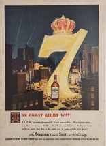 1949 Print Ad Seagram&#39;s Seven Crown Blended Whiskey City at Night Scene - $15.37