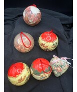 Paper Mache Christmas Ornaments lot of 6 Gift/old - $13.86