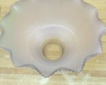 Vintage 12" Heavy Ribbed Glass Light Shade Floral Scalloped Wavy 3.25" F... - $54.47