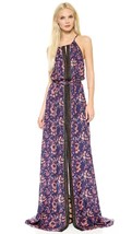 Veronica Beard Floral Batik Print Lace Trimmed Gown Silk Maxi Dress $1095, Sz 4 - £196.12 GBP