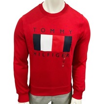 NWT TOMMY HILFIGER MSRP $99.99 MEN&#39;S RED CREW NECK LONG SLEEVE SWEATSHIR... - $38.24