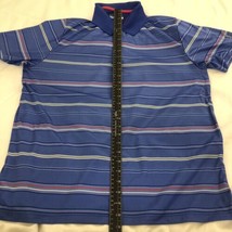 PGA Tour Polo Golf Shirt Size XL Mens Blue Striped Pro Series - £11.29 GBP