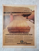 1971 Serta Mattress Vintage Print Ad Pan Am 747 Jet In Background - £10.35 GBP