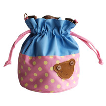 [Bear-Pink] Blancho Applique Kids Fabric Art Bucket Bag/Bento Lunch Box/Shopp... - £25.78 GBP