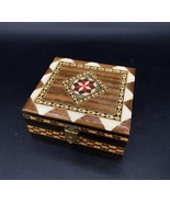 Taracea Marquetry Wooden Inlay Rectangle Trinket Box Red Inside Spain - €23,09 EUR