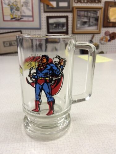 vintage 1978 dc comics SUPERMAN glass mug stein  - $29.99