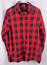 South Pole M medium men's plaid red black acrylic button front shirt - $10.18