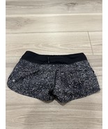 Lululemon Speed Shorts Black White Splatter Women’s Size 6 Speckled Running - $468.17 MXN