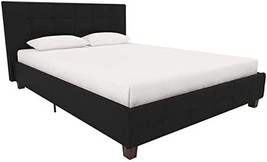 Dhp Rose Upholstered Platform Bed, Queen, Black Linen, No Box Spring Required, - $263.92