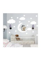 Sleeping Teddy Bear, Star, Cloud Set Baby Kids Room Wall Sticker - $250.03 MXN