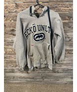 Ecko Unlimited Sweatshirt Mens Large Gray Hooded Embroidered Logo Vtg Di... - $45.08