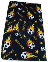 Soccer Ball Fleece Blanket w/ Tag 50x60 - Black - £16.50 GBP