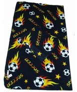 Soccer Ball Fleece Blanket w/ Tag 50x60 - Black - £16.83 GBP