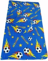 Soccer Ball Fleece Blanket w/ Tag 50x60 - Blue - £16.39 GBP