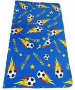 Soccer Ball Fleece Blanket w/ Tag 50x60 - Blue - £16.83 GBP