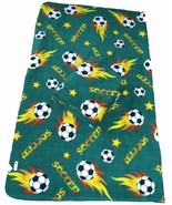 Soccer Ball Fleece Blanket w/ Tag 50x60 - Green - £16.58 GBP